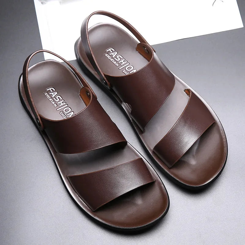 Brand New Shoes for Men Gladiator Genuine Leather Sandals Cow Leather Casual Slipper Man Cool Beach Shoes