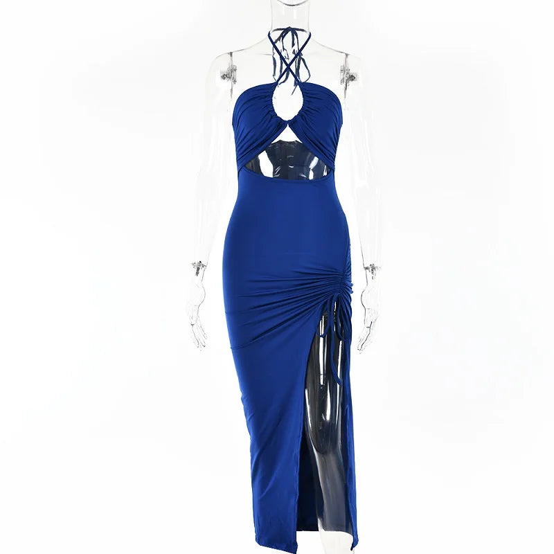 Sleeveless Sexy Female Midi Backless Dresses Slim Night Club Party Women's Dress Bodycon Vestidos Elegantes Para Mujer - reetell