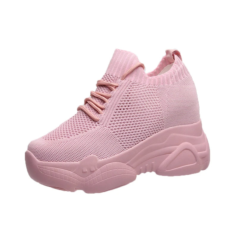 Rimocy Hidden Heels Platform Sneakers Women Breathable Air Mesh Wedge Sock Shoes Woman 2022 Spring Casual Shoes Zapatos De Mujer