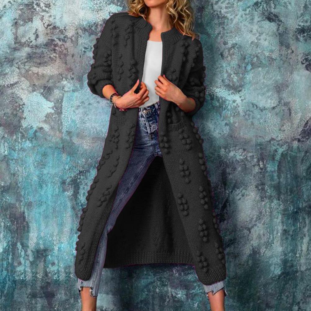 Women Solid Color Loose Thick Warm Sweater Cardigan Ladies Spring Autumn V Neck Knitted Coat Female Casual Tops - reetell