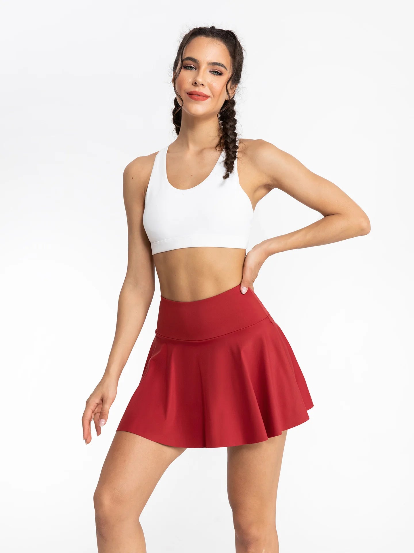 Women Tennis Skirt Sport Golf Ruffled Skirt With Shorts Fake Two Pieces Fitness Golf Wear High Waist Breathable Dance Yoga Skort - reetell