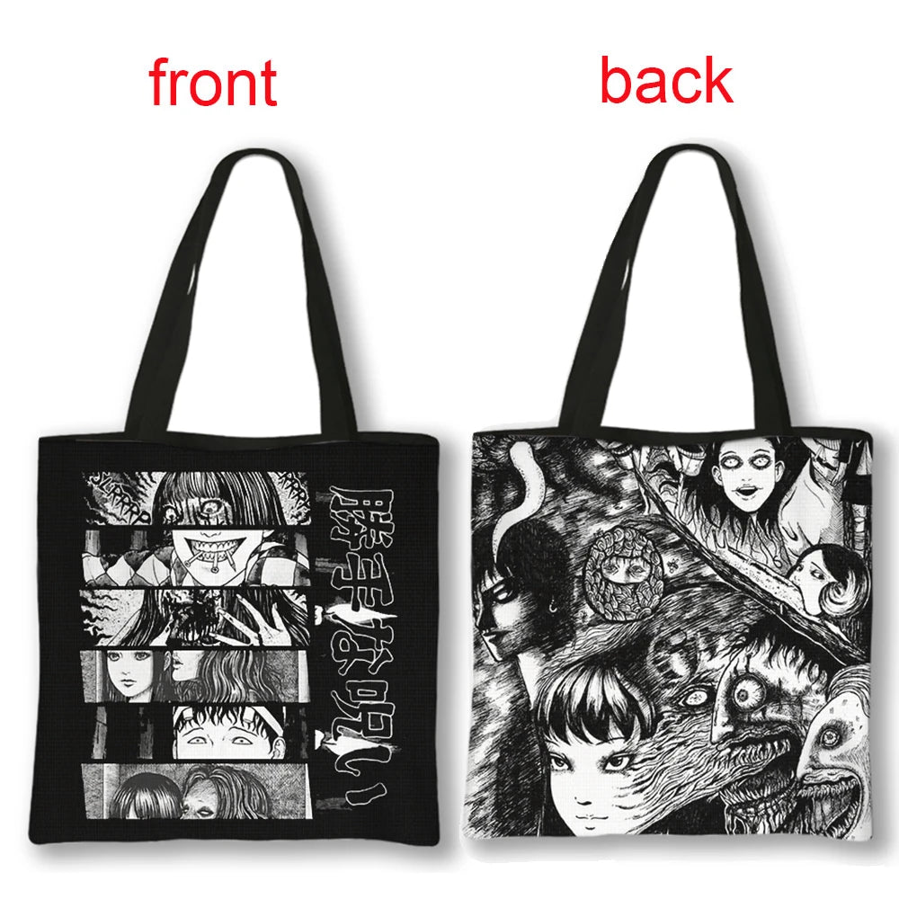 Horror Manga Tomie Women Handbag Large Capacity Totes Bag Hip Hop Junji Ito Shoulder Bag for Travel Girls Reusable Shopping Bags