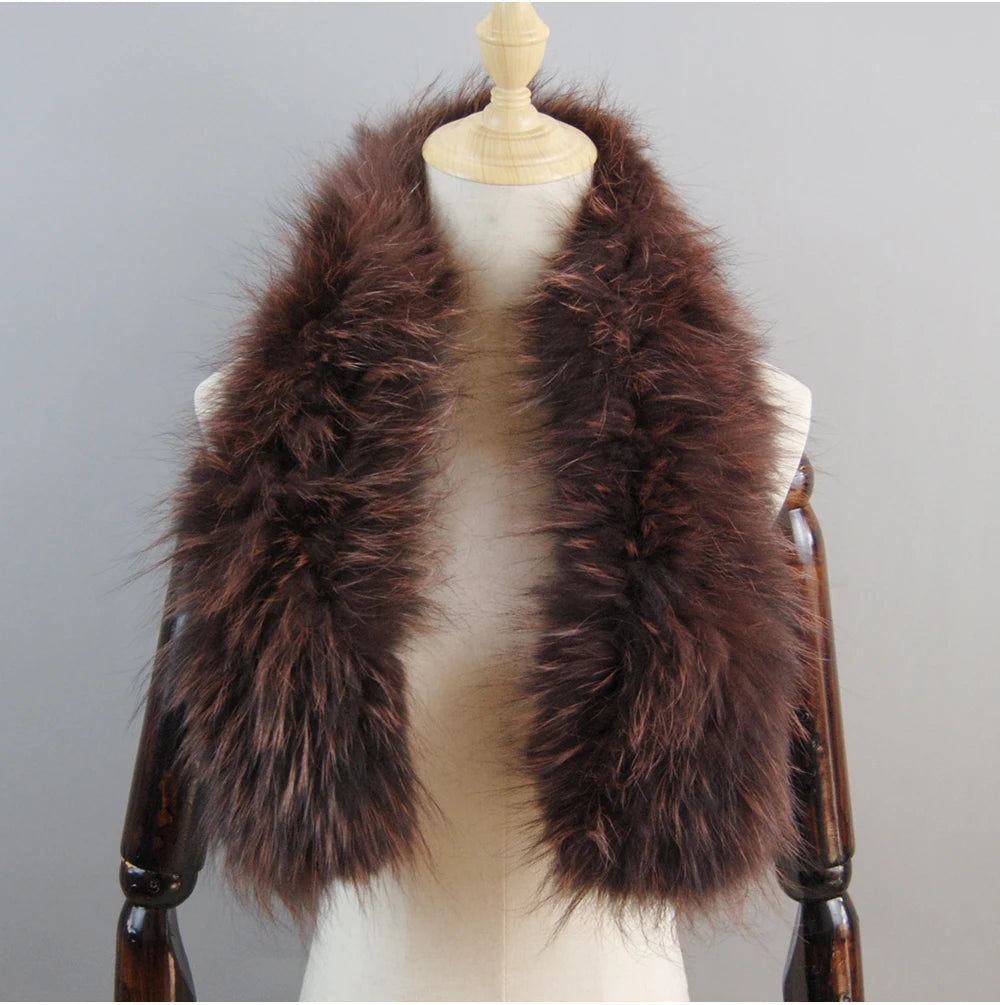 2024 New Women Winter Warm Natural Fox Fur Scarf Ring Knit Real Fox Fur Lady Fashion Neckerchief Scarves Women Real Fur Bandana - reetell