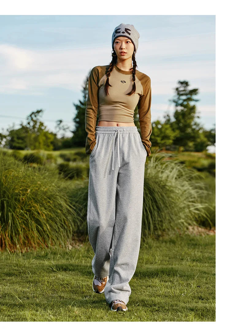 Semir Casual Pants Women Cover Flesh Wide-Leg Pants Simple Temperament Lazy Style Solid Color Versatile Long Pants - reetell