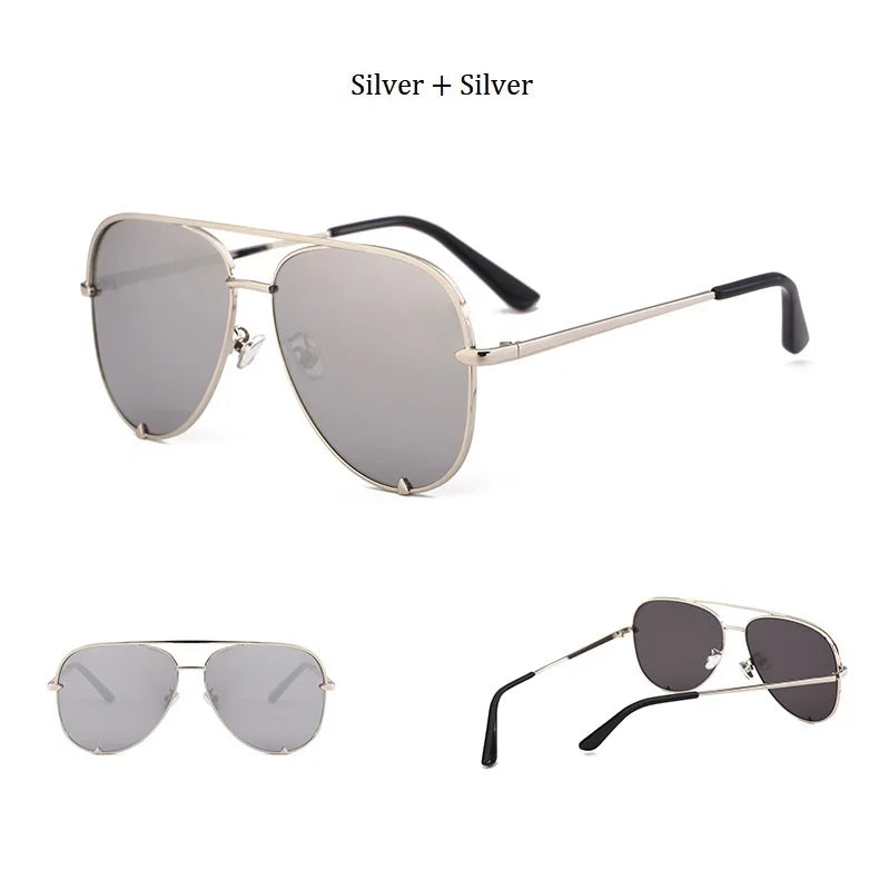 Flat Top Aviation Sunglasses Women UV400 Retro Brand Designer Luxury Mirror Sun Glasses For Female Ladies Metal Frame Eyewear - reetell