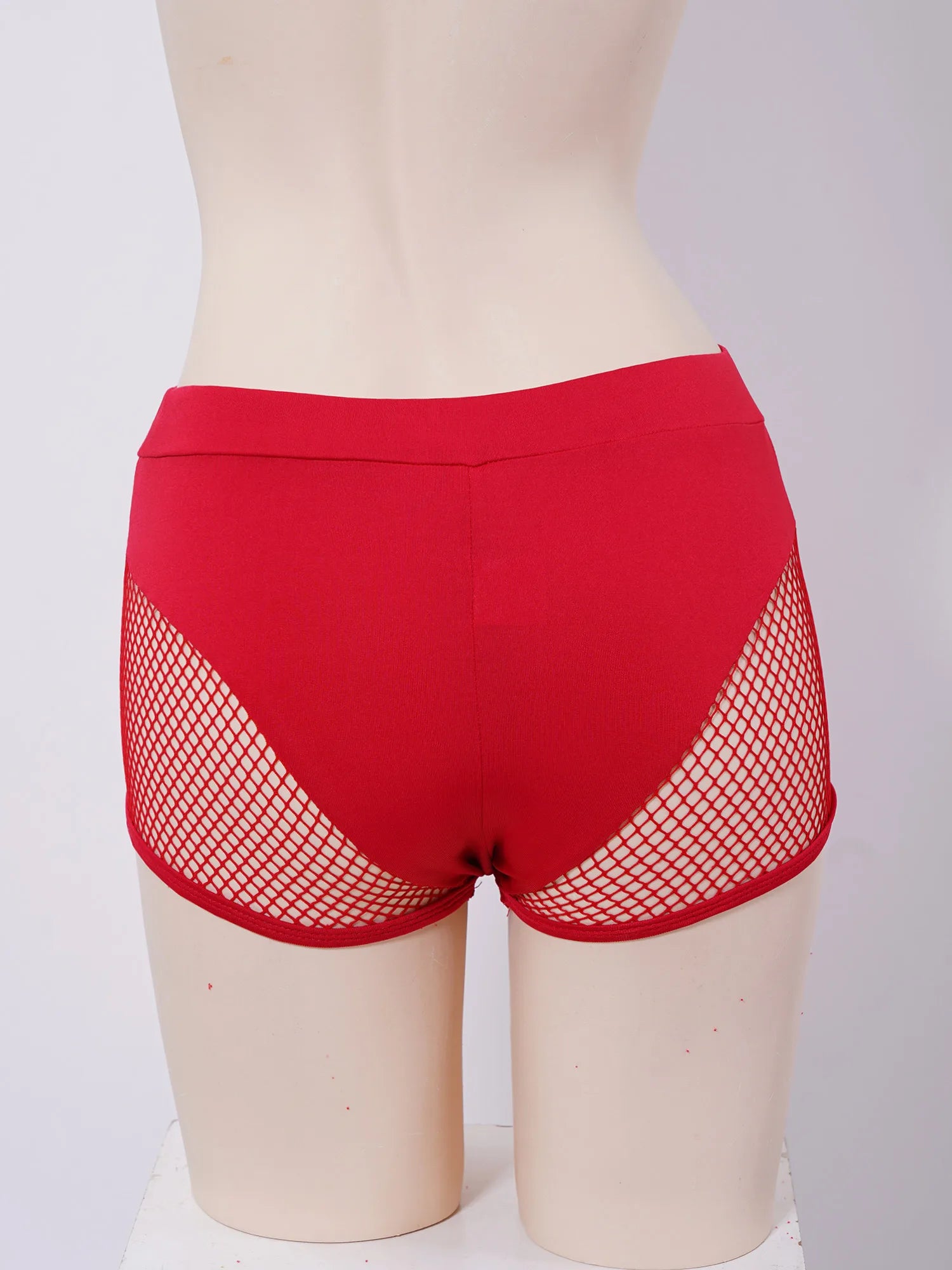 Womens Hollow Out Fishnet Booty Shorts Sexy Lingerie Mid Waist Stretchy Hot Pants for Sports Fitness Yoga Pole Dancing Swimming - reetell