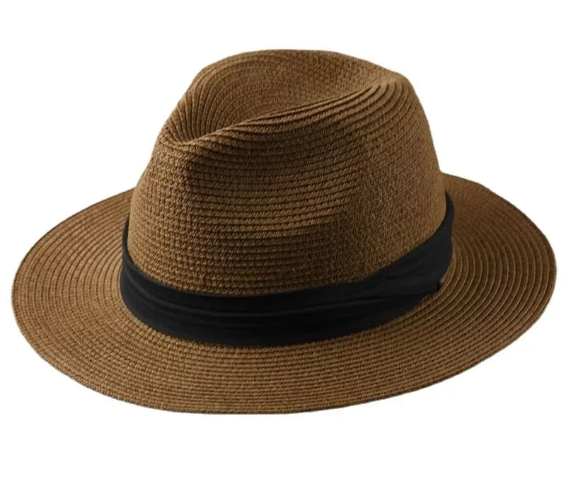 Large Size XL61-64cm Panama Hats Men Women Beach Wide Brim Straw Hat Lady Summer Sun Hats Plus Size Fedora Hat 55-57cm 58-60cm