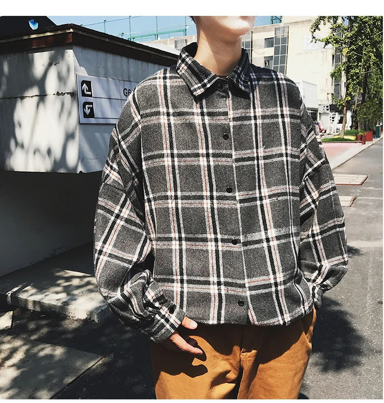 LAPPSTER-Youth  Long Sleeve Winter Y2k Streetwear Fleece Shirts Flannel Harajuku Plaid Shirt Vintage Korean Fashions Clothes