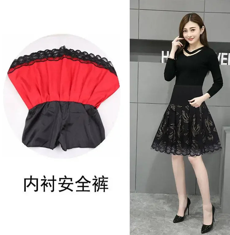 Voile Pleated A- line Short Skirt Elastic Waist Large Size Woman Skirts Mujer Faldas Saias Mulher - reetell