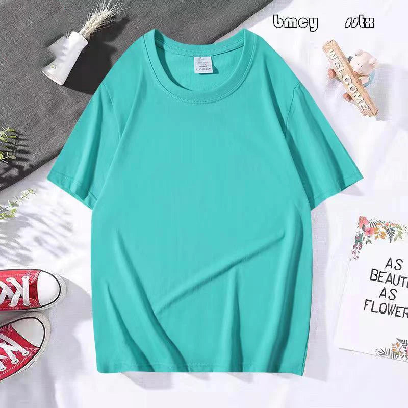 220 Gsm 100% Cotton Solid T Shirt Summer Fashion Men's T Shirt Short Sleeve Classical Tee Mens Hip Hop Oversized Tops Tee Male