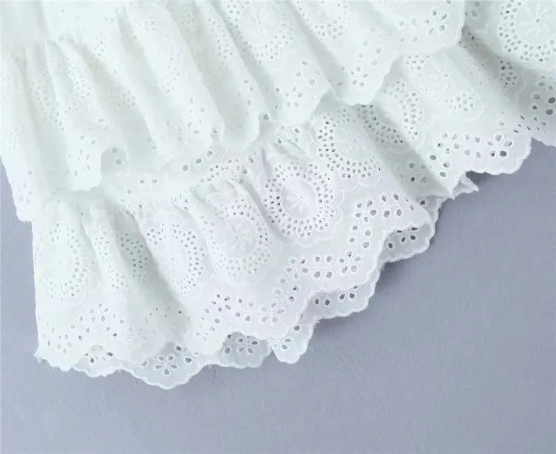 Korean fashion mini skirt kawaii vintage clothes Summer 2024 fashion embroideryed lace skirts for woman ruffle skirt cotton - reetell