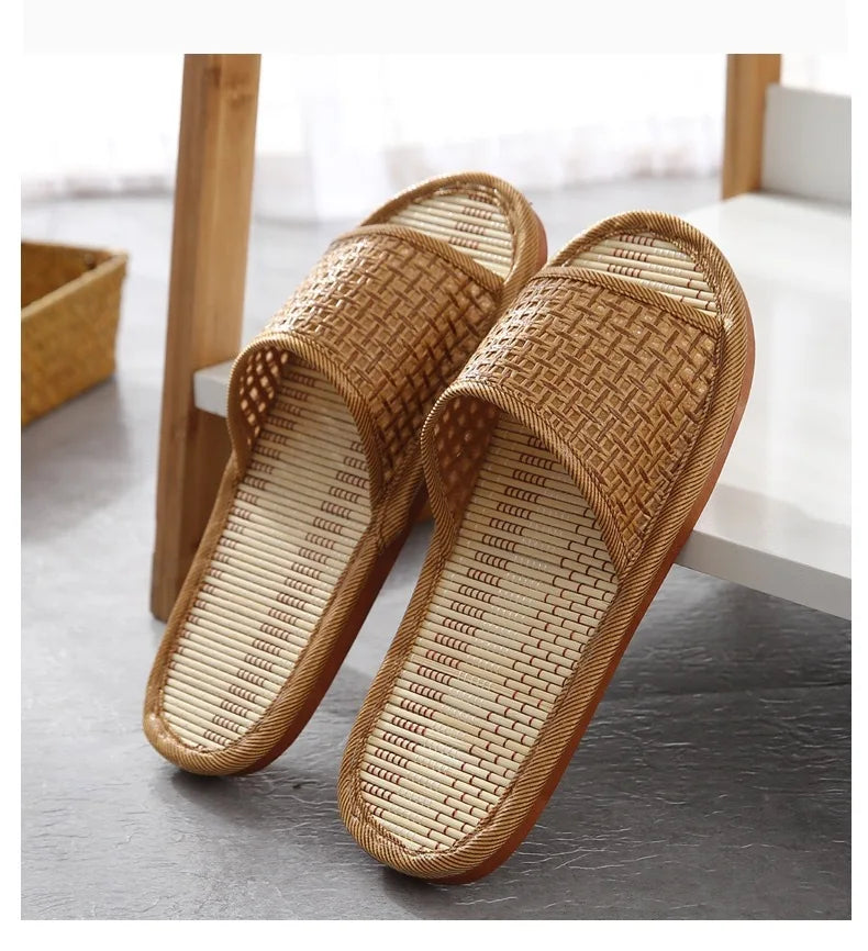 men women Bamboo rattan grass summer home lovers straw mat slippers indoor thickened softwood floor home sandals