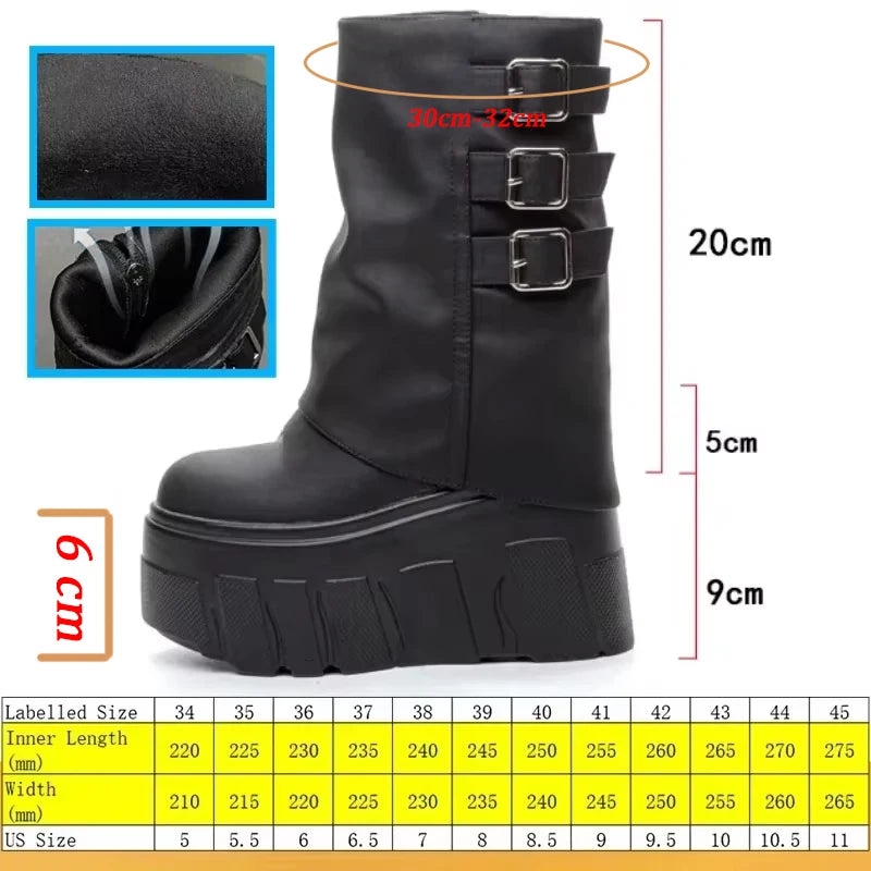 Fujin 14cm New Ankle Booties Shoes Natural Genuine Leather Boots Women Motorcycle Boots Platform Ladies Fashion Botas Winter