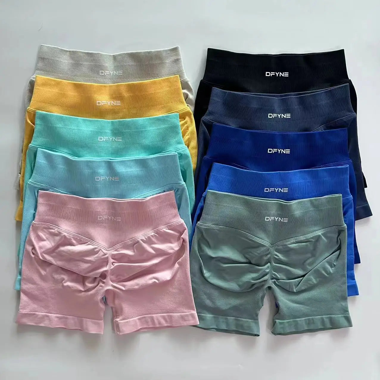 4.5" Dfyne Impact Shorts Low Ribbed Band Yoga Shorts Seamless Scrunch Bum Workout Gym Shorts Booty High Stretch Running Shorts - reetell