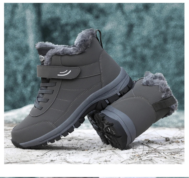 Winter Women Snow Boots Warm Plus Velvet Men Cotton Shoes Windproof Women's Boots Comfortable Casual Shoes Non-slip Hiking Boots - reetell