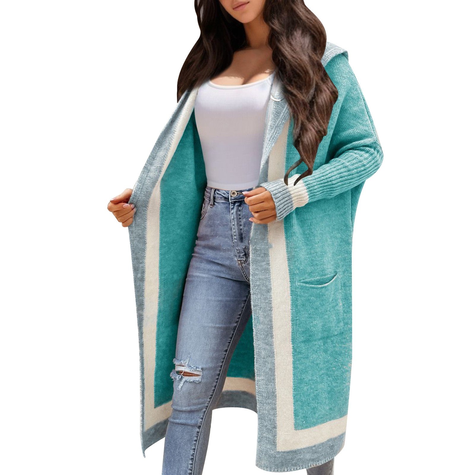 Women's Casual Hooded Sweater Cardigan Coat Chic Warm Loose Fit Streetwear Long Sweater Knitted Cardigan Autumn Winter Oversized - reetell