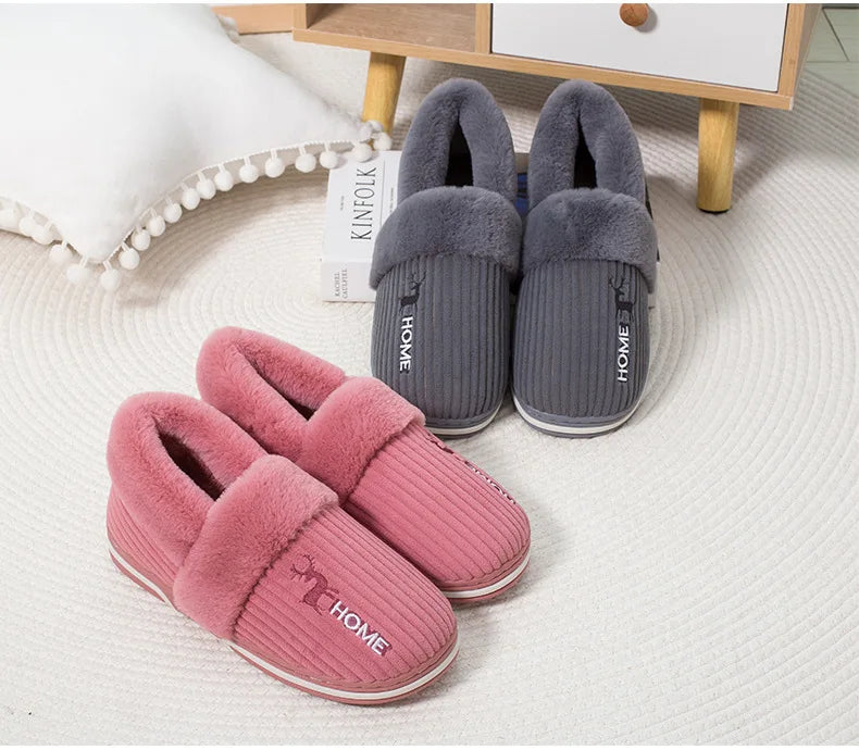 Bebealy Winter Men Shoes Winter Short Plush Men Slippers Outdoor Fur Non-slip House Shoes Casual Fuzzy Soft Cozy Men Shoes Women