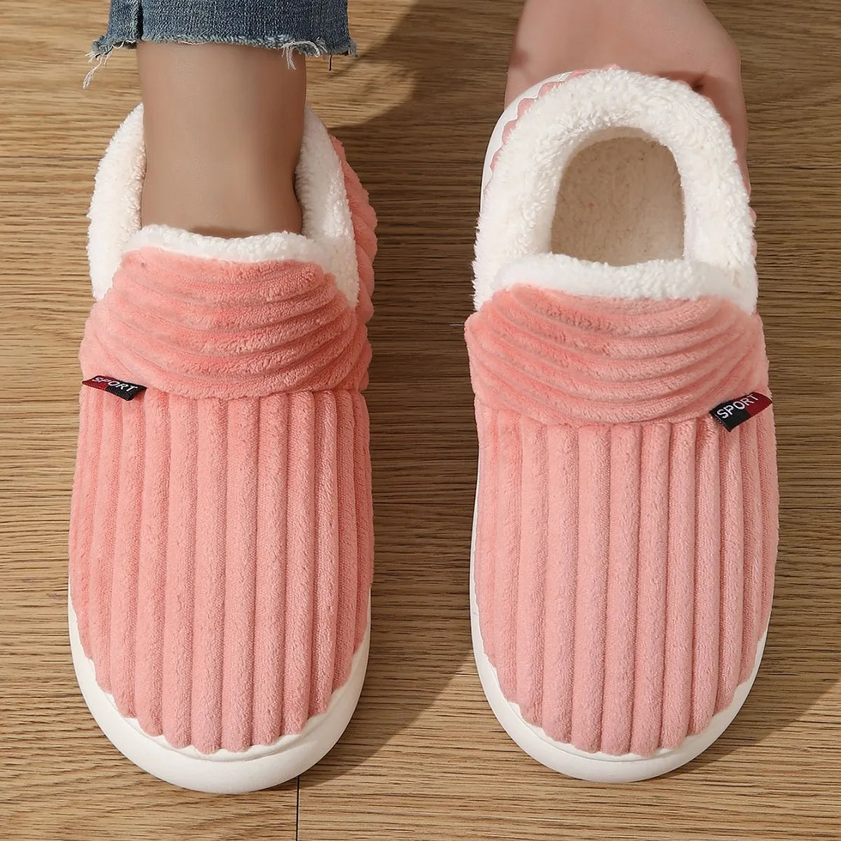 Bebealy Warm Winter Fur Men Slippers Indoor Fluffy Plush Men Shoes Outdoor Casual House Ankle Boots For Men Non-slip Soft Shoes