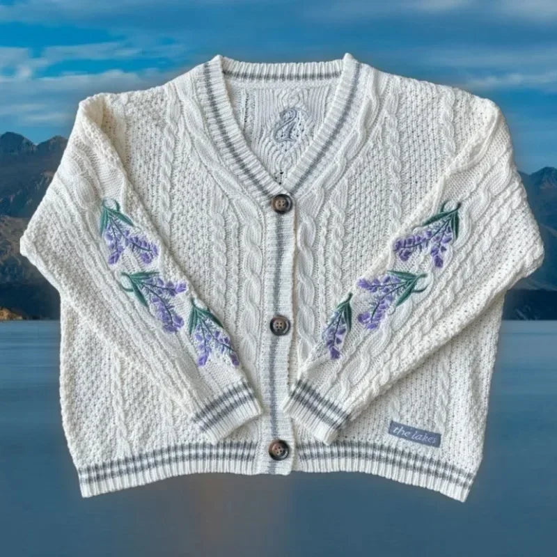 Womens Star Pattern Aesthetic Lake Cardigan Winter Warm Cute Y2k Cardigan Autumn Sweet Star Neck Sleeve Sweater Female Cardigans - reetell