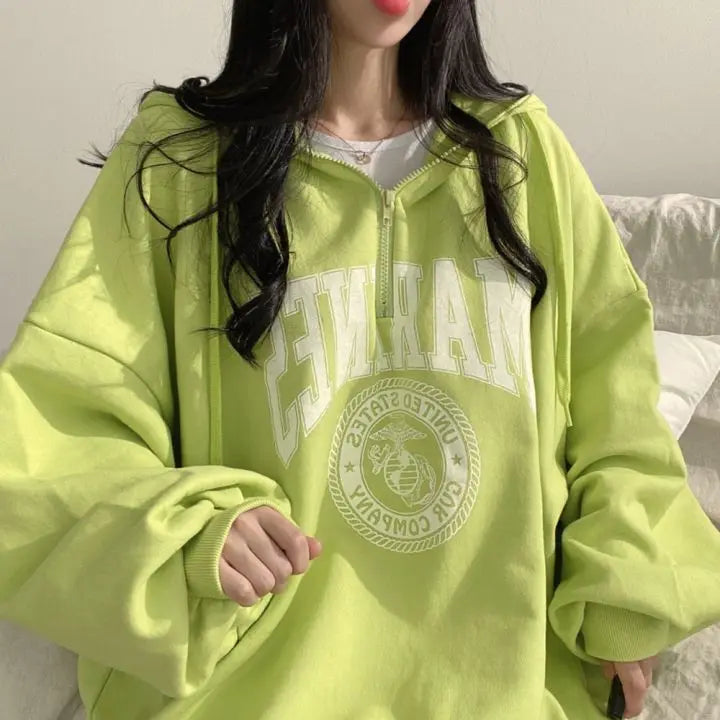 Green Hoodies Sweatshirts for Women Yellow Hooded Sport Female Clothes Emo Y 2k Vintage Winter Cold Xxl New in On Promotion Tops - reetell