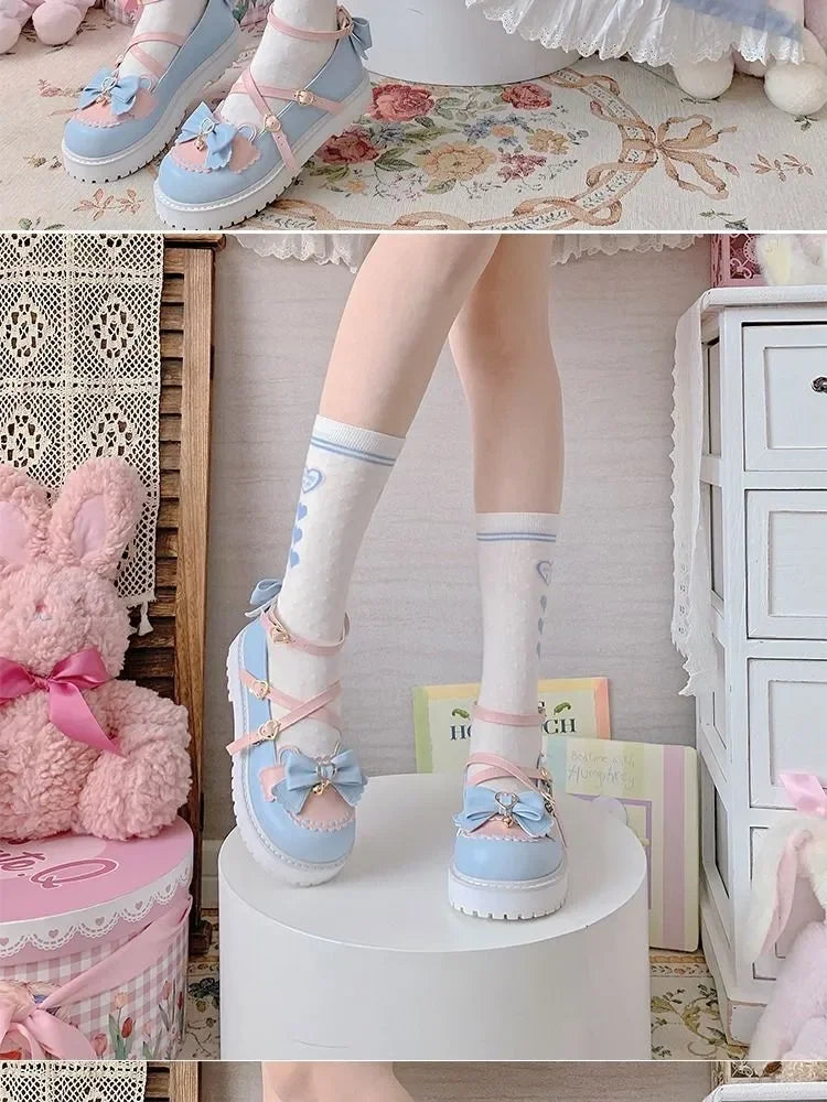 Summer Lolita Sweet Sandals Women Japanese Style Bow Kawaii Chic Mary Janes Shoes Round Toe Shoes Wholesale Drop shipping 2024