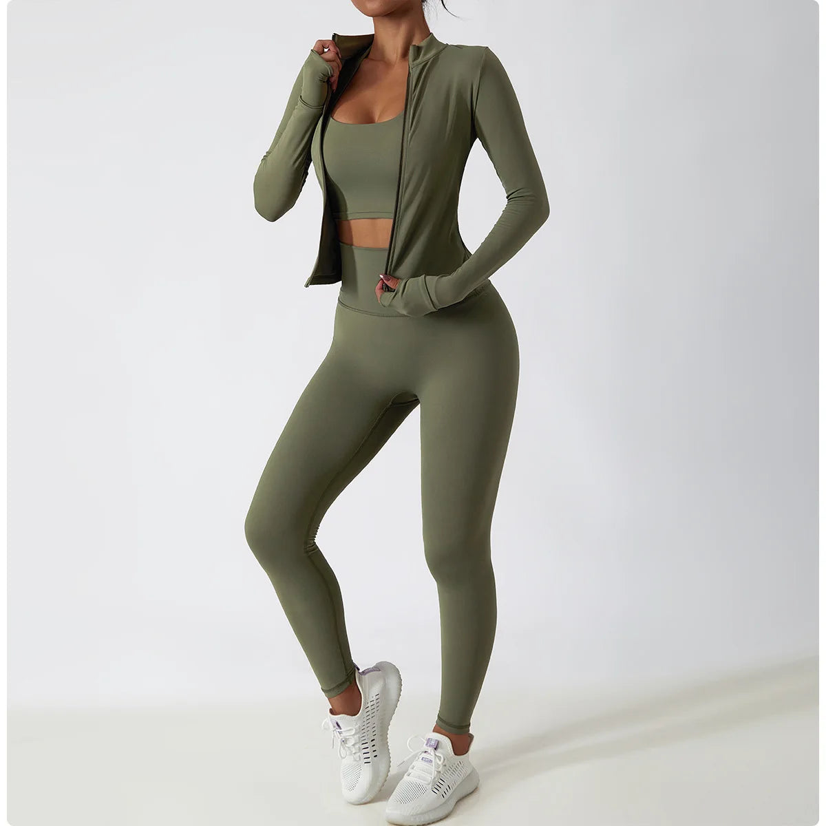 Autumn And Winter Elasticity Zipper Running Workout Jacket for Women Long Sleeve Gym Quick-drying Yoga Train Jacket Sport Coat