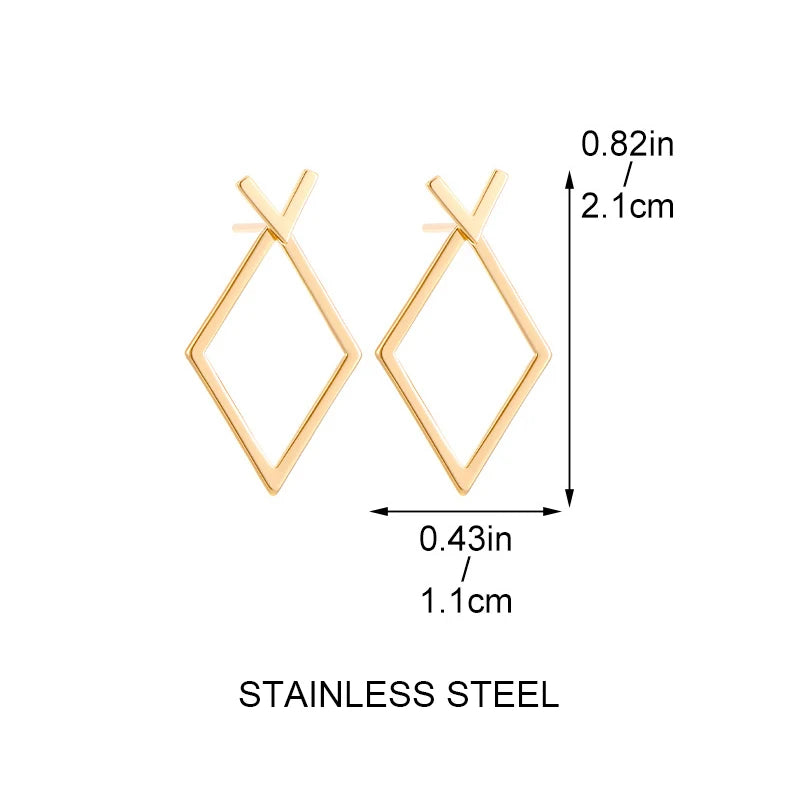 Retro Minimalist Geometric Square Detachable Triangles Stud Earrings for Women Fashion Jewelry Accessories Party Gifts