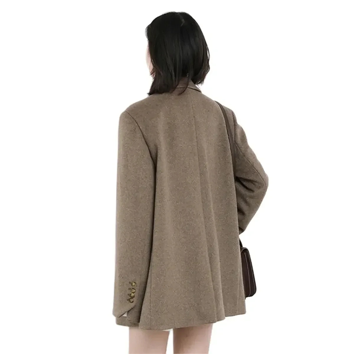 CHIC VEN Women Wool Blend Coat Solid Mid Long Woolen Blazer Thick Warm Blouse Women's Overcoat Office Lady Tops Autumn Winter - reetell