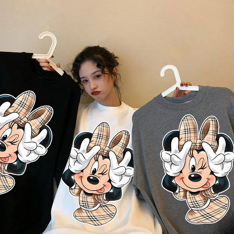 Women Tshirt Ulzzang Mickey Minnie Vintage Printed Tshirt Harajuku Streetwear Oversized Loose Casual Print Tops Y2k - reetell