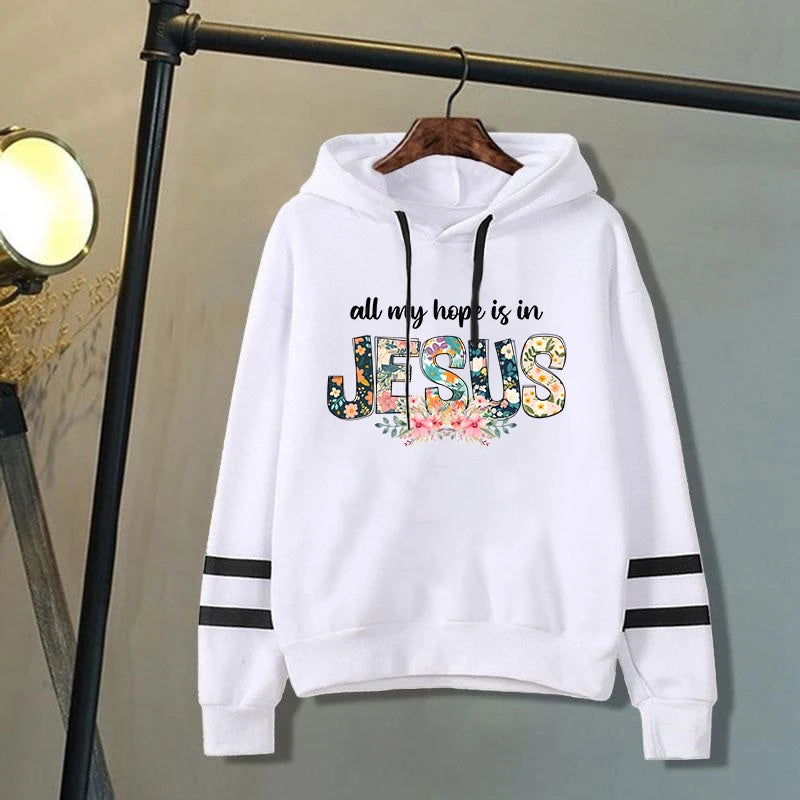 Women/Mens Hoodies All My Hope Is In Jesus Print Hoodies Sweatshirt Winter Casual Streetwear Clothes Plus Size Tops - reetell