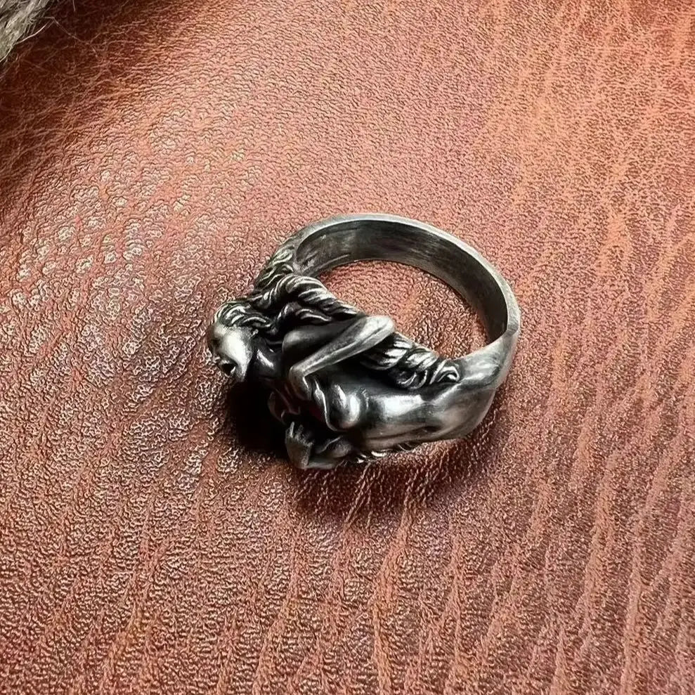 S925 silver personality adamand eve ring for men and women hip hop trendsetter ring occidental vintage all-match jewelry street