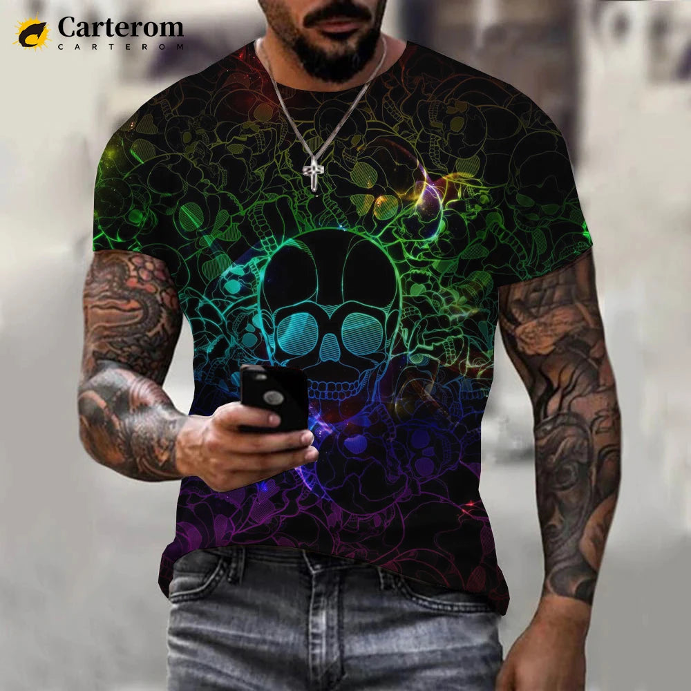 2022 New Fashion Neon Graffiti Printed 3D T-shirt Men Women Summer Casual Short Sleeve Hip Hop Harajuku Streetwear Tops - reetell