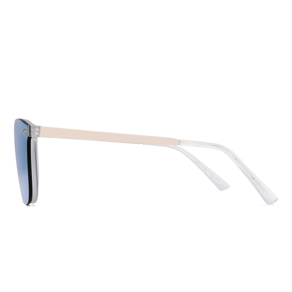 JIM Trendy Rimless Mirrored Sunglasses Reflective Sun Glasses for Women Men UV400 - reetell