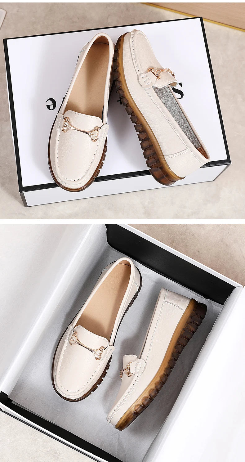 2024 New Classic Leather for Women Fashion Casual Comfortable Loafers Ladies Women Flat Soft Shoes - reetell