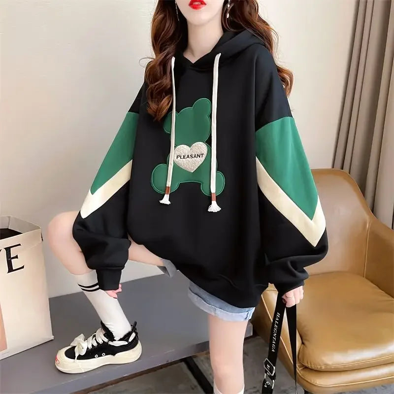 Hoodies Spring and Autumn Long Sleeve Kawaii Hooded Sweatshirt for Women Cute Youthful Clothes 2000s Novelty Designer Woman Tops - reetell