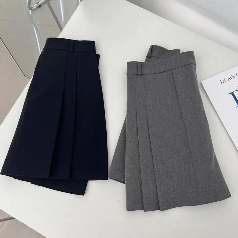 Lucyever Preppy Style A-Line Skirt for Women Summer New High Waist Black Gray Pleated Skirts Female Casual Student Mini Skirts - reetell