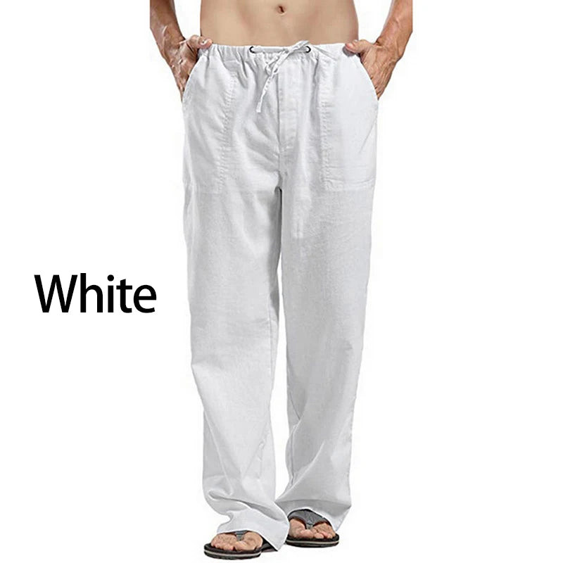 Korean Spring Linen Wide Men Pants Oversize Linens Trousers Streetwear Male Summer Yoga Pants Casual Men Plus Size Clothing 5XL - reetell