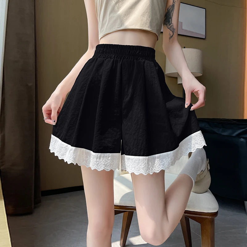 Ladies Fashion Lace Splicing Shorts Women Clothing Girls Casual Sexy Shorts Female Outerwear Cute High Wasited Short BVAJ8825 - reetell