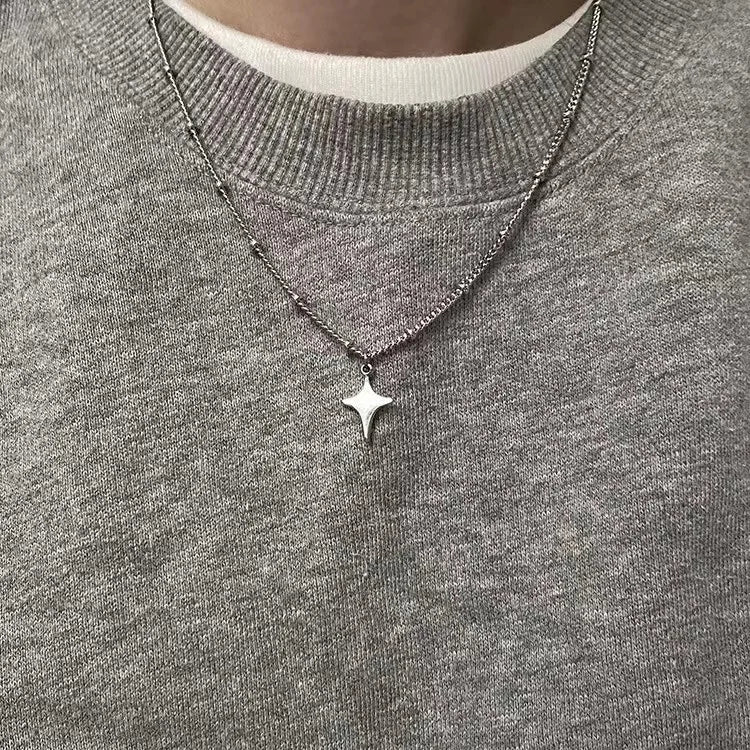 Simple Trendy Star Hollow Choker Necklace Pendant Neck Jewelry Accessories Women Men's Fashion Party Chain Necklace