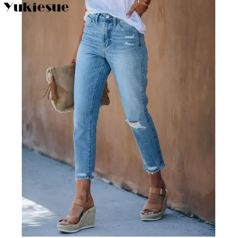 vintage high waisted jeans woman bleached woman's jeans for women ripped harem pants boyfriend jeans women's clothes - reetell