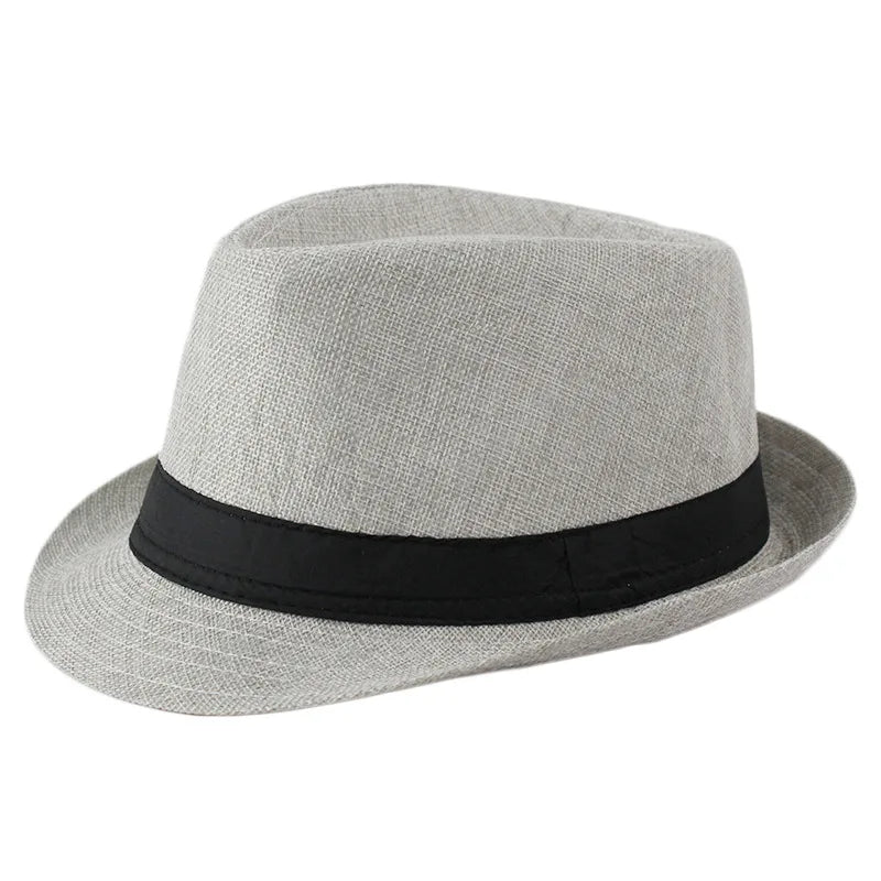 Linen Panama Solid  Jazz Hat Cowboy  Men's Women's Children's British Sun Hat