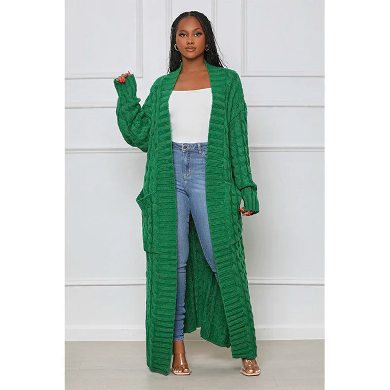 Fashion Women Sweaters 2023 Autumn Winter Solid Knitted Cardigan Loose Long Coat Top Oversized Cardigan Womens Clothing - reetell