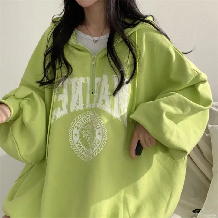 Green Hoodies Sweatshirts for Women Yellow Hooded Sport Female Clothes Emo Y 2k Vintage Winter Cold Xxl New in On Promotion Tops - reetell