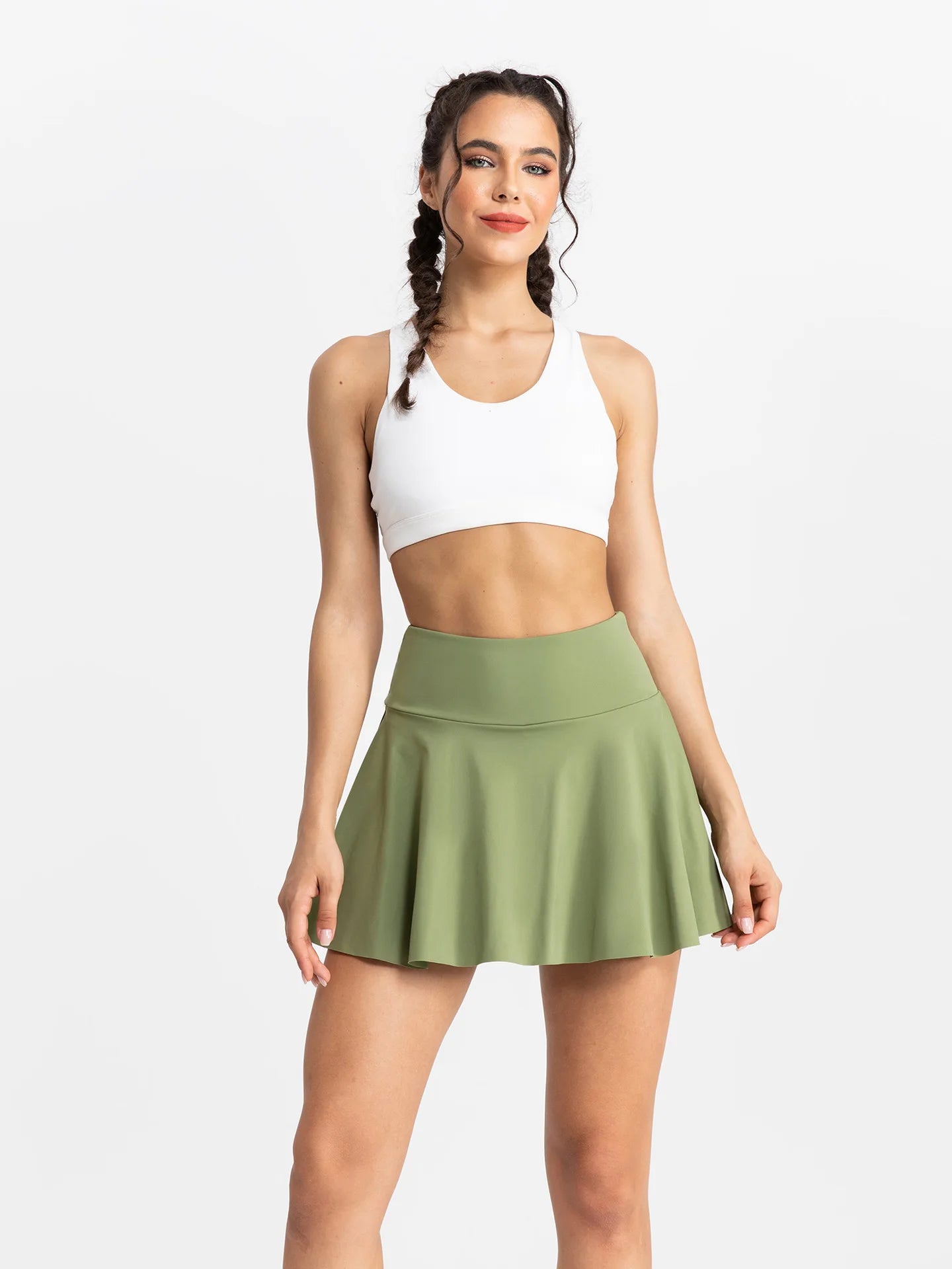 Women Tennis Skirt Sport Golf Ruffled Skirt With Shorts Fake Two Pieces Fitness Golf Wear High Waist Breathable Dance Yoga Skort - reetell