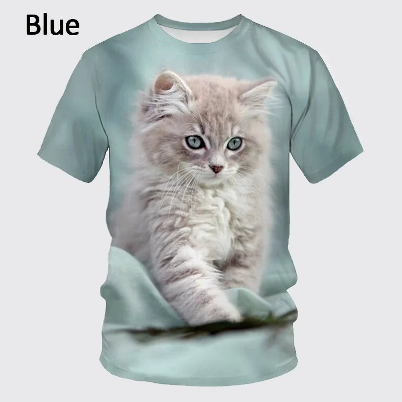 Fashion Design New Cool T-shirt for Men and Women 3D Printing Cute Cat Short-sleeved Top T-shirt Men's Casual Top T-shirt XS-5XL - reetell