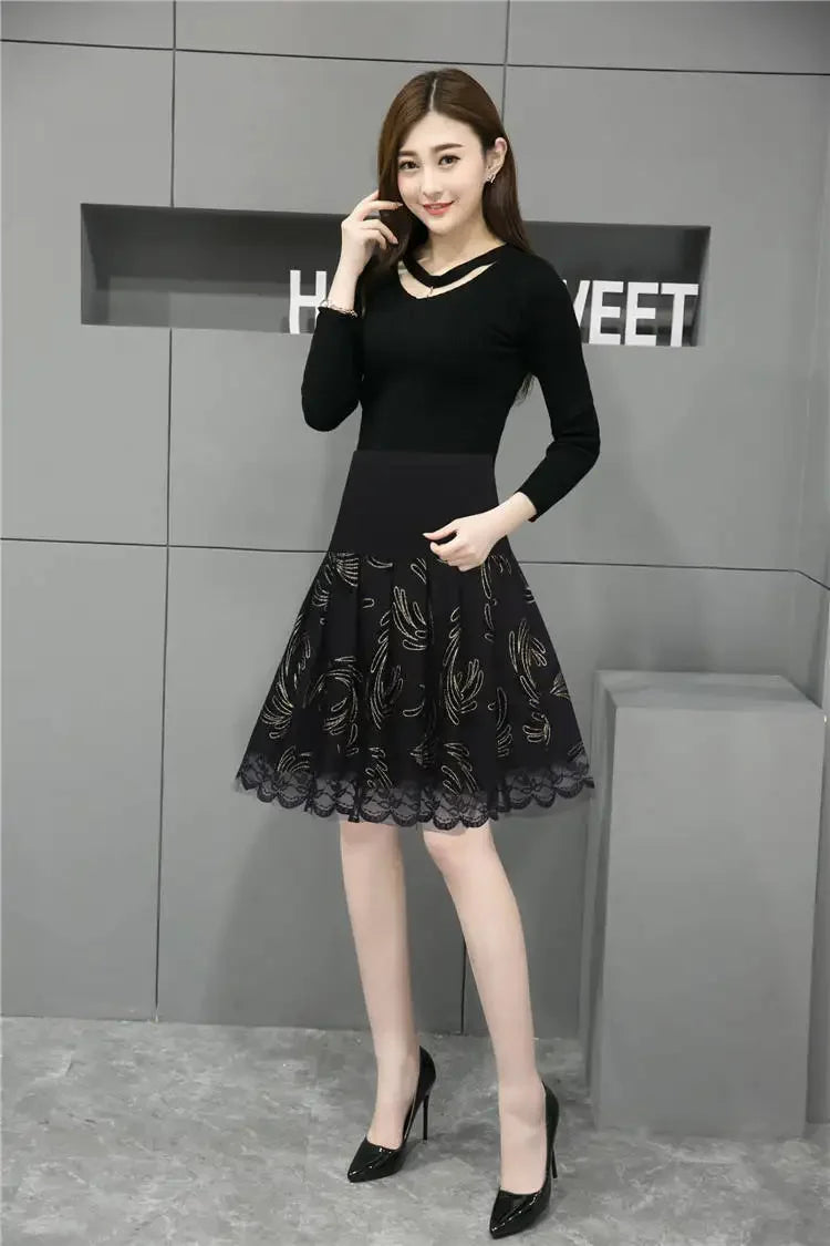 Voile Pleated A- line Short Skirt Elastic Waist Large Size Woman Skirts Mujer Faldas Saias Mulher - reetell