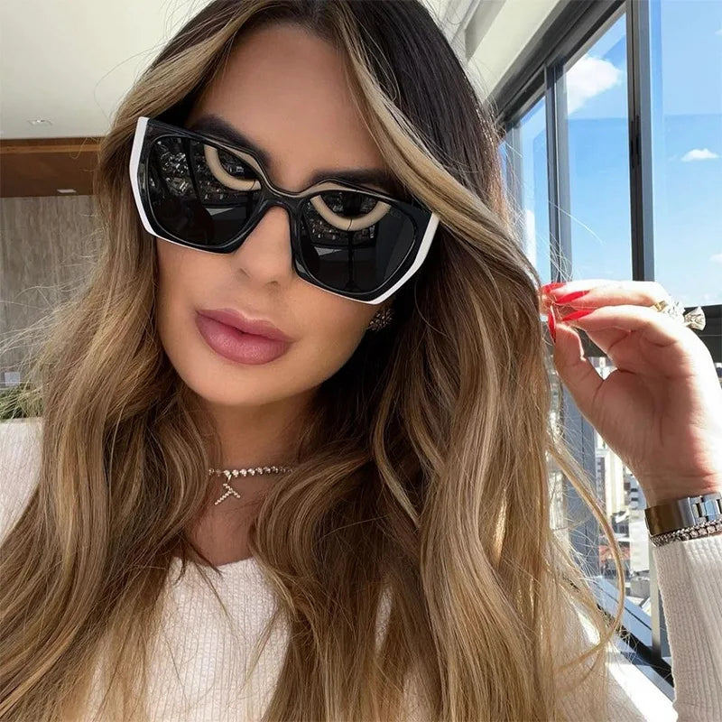 2024 new fashion cat eye wide leg sunglasses female sense ins sunglasses UV protection - reetell