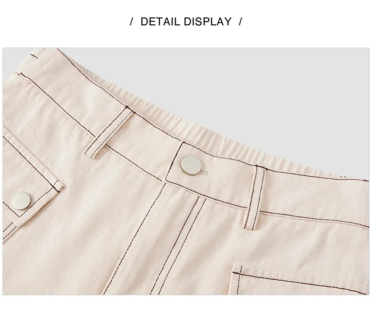 Semir Casual Pants Women Cargo Pants Simple And Handsome 2024 Summer New Pure Cotton A-Line Shorts Versatile - reetell