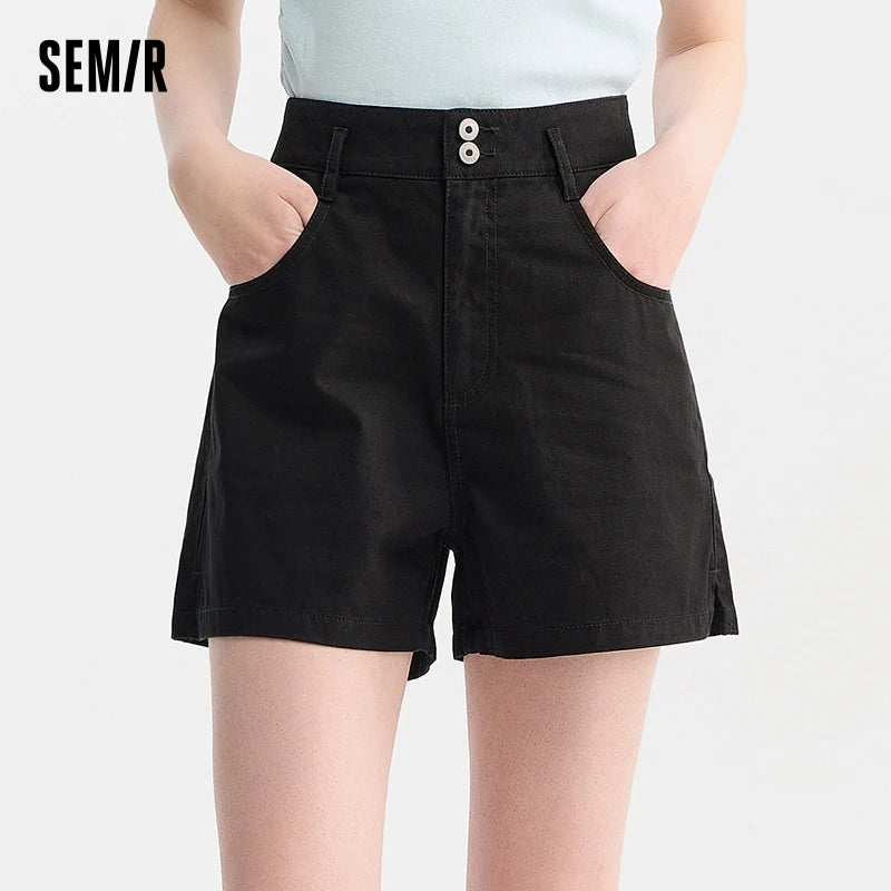 Semir Casual Trousers Women High Waisted Open Show Leg Length 2024 New Summer Ins Tide Simple Basic Shorts Versatile - reetell