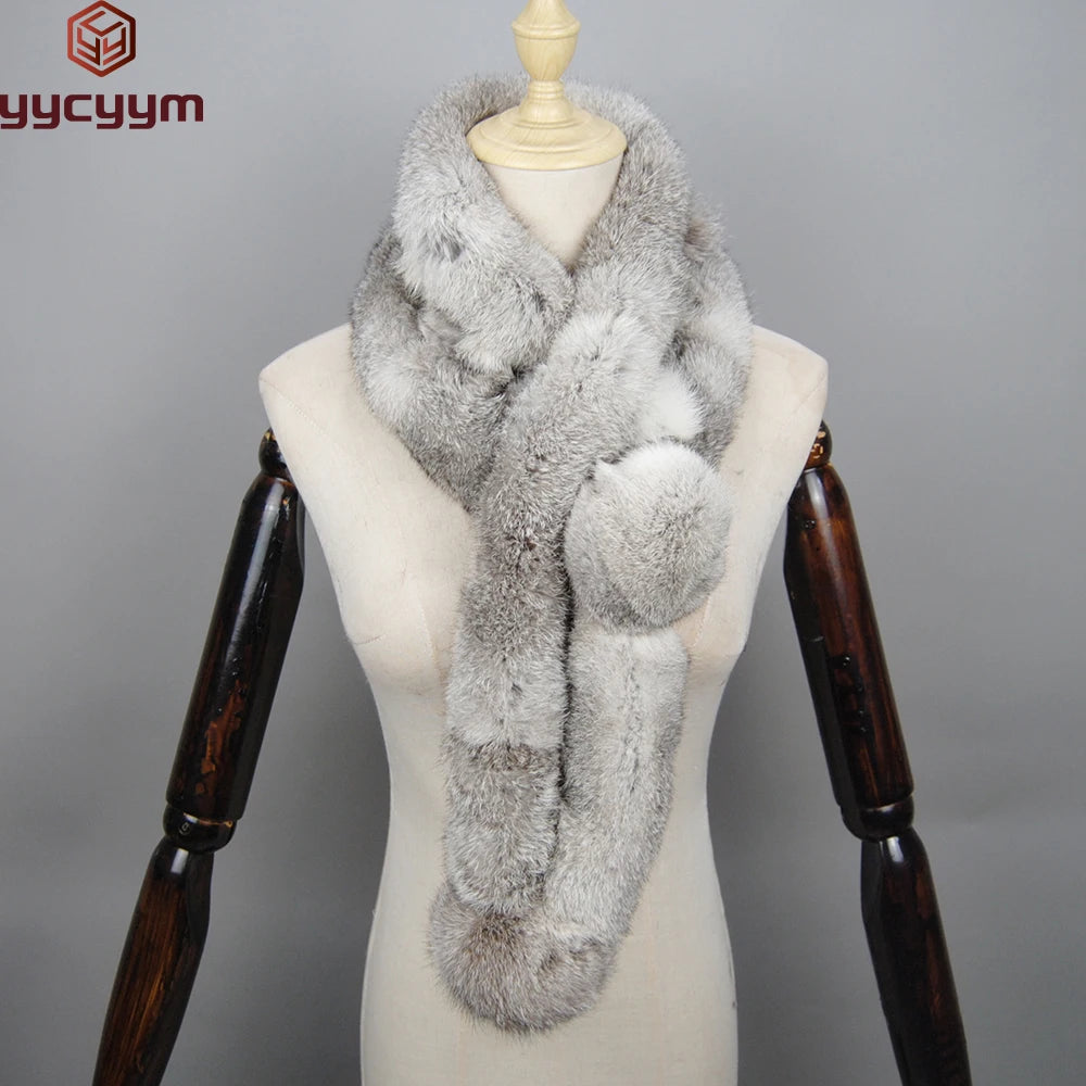 2024 Winter Luxury Natural Real Rabbit Fur Warm Scarf Fashion Soft Plush Thicken Snood Scarves Shawl for Adult Kids Women Girls - reetell